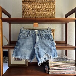 Zara Light Blue Distressed Jean Shorts